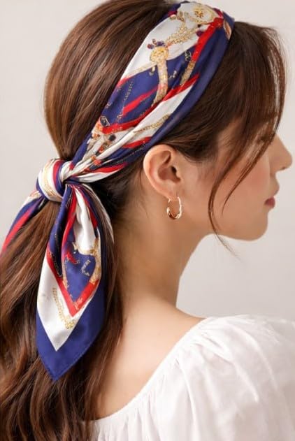 Wirkqeez Silk Head Scarf for Women – Luxury Satin Silk Hair Scarf, Soft Bandana Wrap for Sleeping, Hair Protection & Styling (Multicolor_03)