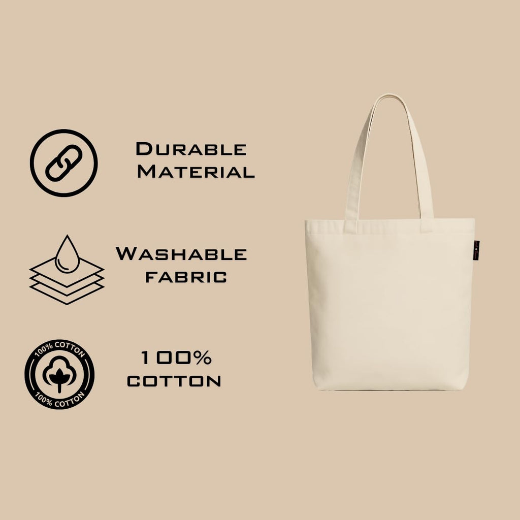 Peach Blossom Women's Printed Cotton Zipper Tote Bags (WHT - WAVE)