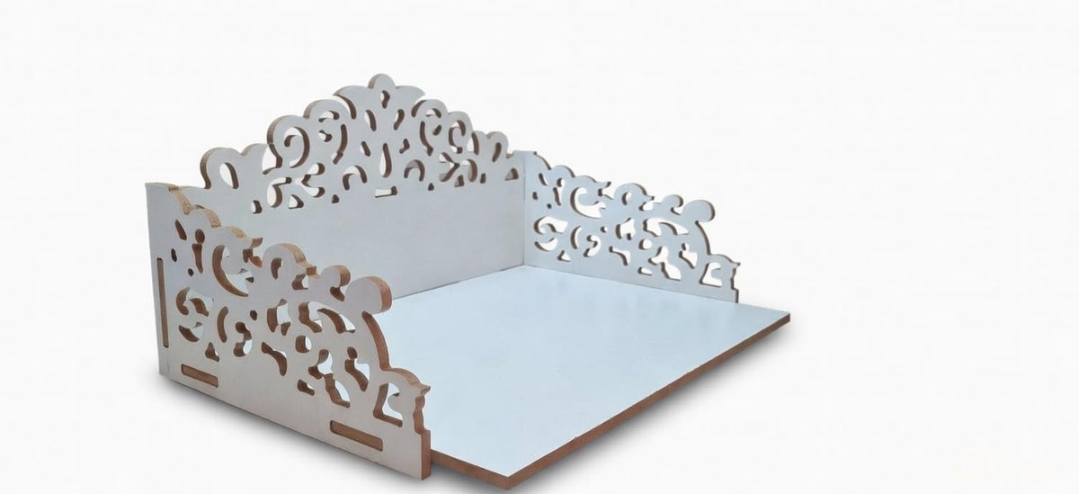 Designer Wooden Mandir for Home with Storage Shelf | Handcrafted Engineered Wood Temple for Daily Prayer | Elegant Pooja Ghar for Living Room, Office & Home Décor | White Finish (12 x 9 x 6.25 Inch)