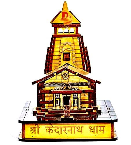 DARIDRA BHANJAN Kedarnath Temple in Wood 3D Big Size (Brown, 15 cm x 10 x 16 cm Best Wooden Quality)