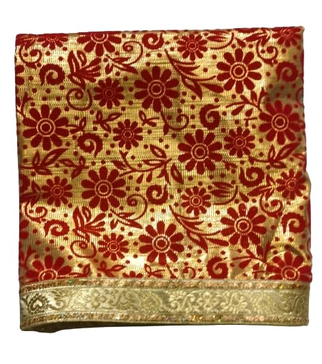 Lakshmi Maa Collection Shirdi Shri Sai's Beautiful dress Shawl/Duppata Pheta Poshak/Dress Set in printed work Cloth red (3 pec.)