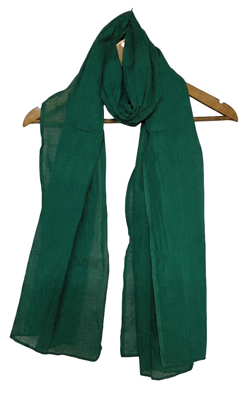 Pure Cotton Scarf Stole for Women, 175 x 100 cm, Lightweight, Versatile, Multiple Colours (Dark Green)