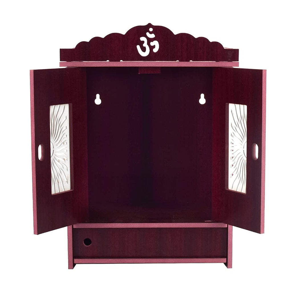 Lakhaji Christian Wooden Wall Hanging Temple for Home and Shop,Office and Home showpiece Temple (Maroon-3)