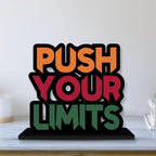 Artvibes Wooden Idols and Figurine Push Your Limit Quotes Table Decoration for Office Desk|Home Decor Item|Living Room|Modern Art Wood Showpiece Gift Items(Sp_1119N)