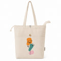 Threads by Krish Bloom Cotton Canvas Tote Bag for Women | 300 GSM Premium Fabric with Hidden Zipper, Inner Zipper & Front Button Pocket | Large Capacity | 15 x 14.5 x 3 In