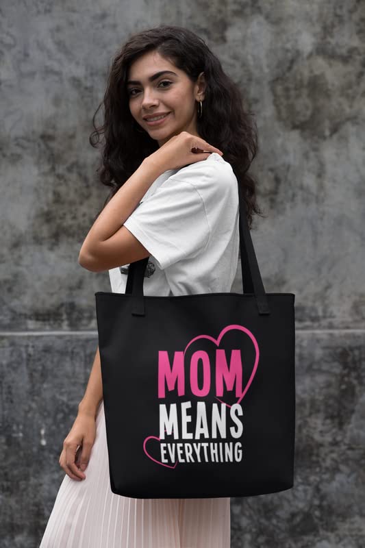 TheYaYaCafe® Mother’s Day Printed Canvas Cotton Black Tote Bag with Zipper | Gift for Mom | Lightweight & Multipurpose Shopping Bag
