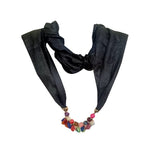 Krystle Fashion Pendant Plain Scarf Necklace Stole Dupatta Stoles Muffler Wrap Scarves for Women and Girls (Black)