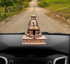 DEEP PRINT MART Kedarnath Temple Wooden Souvenir Decorative Showpiece Car Deshboard MDF Pine Wood Beautiful Kedarnath ji Temple Size 4.5 x 2.5 x 4 inch