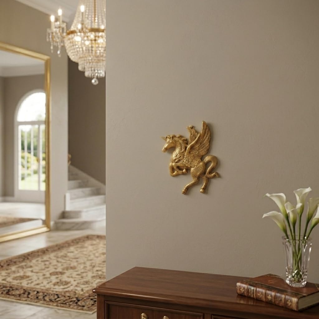 KridayKraft Flying Horse Metal Statue For Wall Hanging Decor,Living Room Decor,Flying Angel Horse Statue Pegasus Animal Feng Shui Decorative, 5.91 Inch