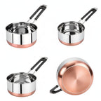 BL Kitchen Mart Copper Bottom Sauce Pan | Stainless Steel Tea & Milk Pan with Lid & Handle | Durable Kitchen Tope | Gas Stove Compatible | 2.5 Litre