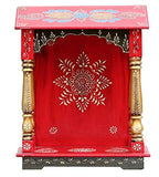 DESERT ART Multicolour Neem Wood Pooja Mandir Without Door(33.02 X15.24 X40.64) CM