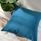 Khooti Velvet Cushion Cover, 14X14 Inches | Sea Blue | Pack of 2 | Solid Plain Soft & Smooth, Decorative Cushion Covers for Living Room, Bedroom, Couches, Chairs, Sofas, Beds & Home Decor
