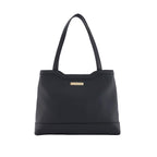 Caprese Kai Tote Large Shoulder Bag for Women | Solid Pattern | Faux Leather | Zipper Closure | Spacious Office & Travel Tote | Stylish Work Bag | Elegant Handbag for Daily Use (Black)