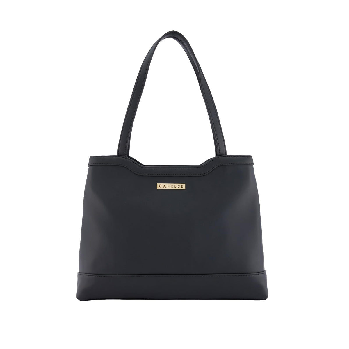Caprese Kai Tote Large Shoulder Bag for Women | Solid Pattern | Faux Leather | Zipper Closure | Spacious Office & Travel Tote | Stylish Work Bag | Elegant Handbag for Daily Use (Black)