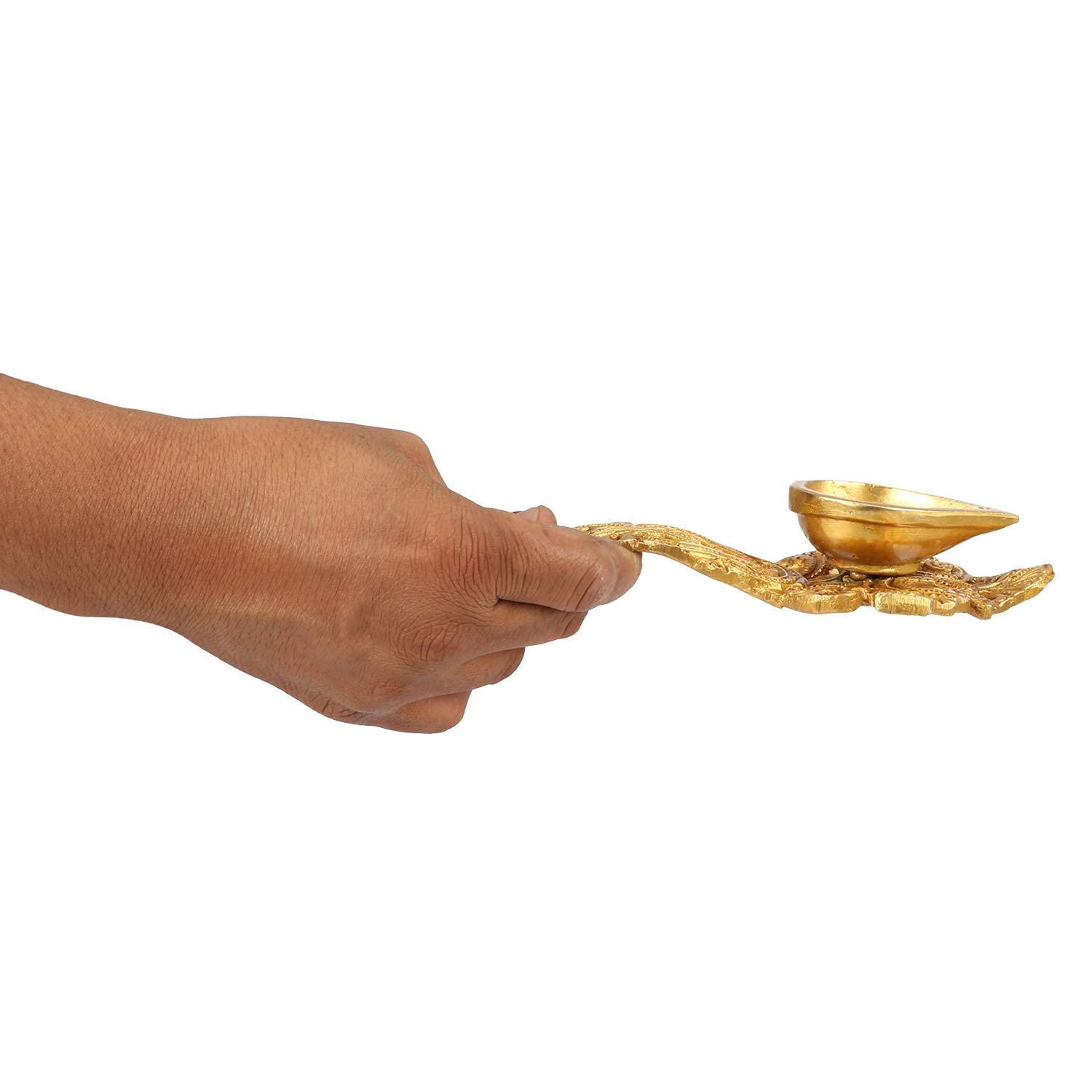 Svarup Brass Oil Diya Aarti Deepak Lamp with Long Handle: Perfect for Pooja, Camphor/Kapoor Burner, Arti Dia, Handheld Puja Jyot, and Table Mandir