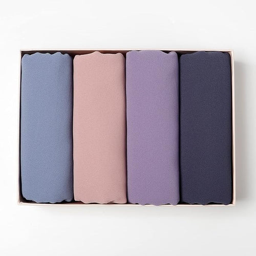 4 PCS Muslim Women Soft Premium Solid Chiffon Hijab Scarves Shawl Long Scarf Wrap Scarves with Gift Box (Mixcolor A)