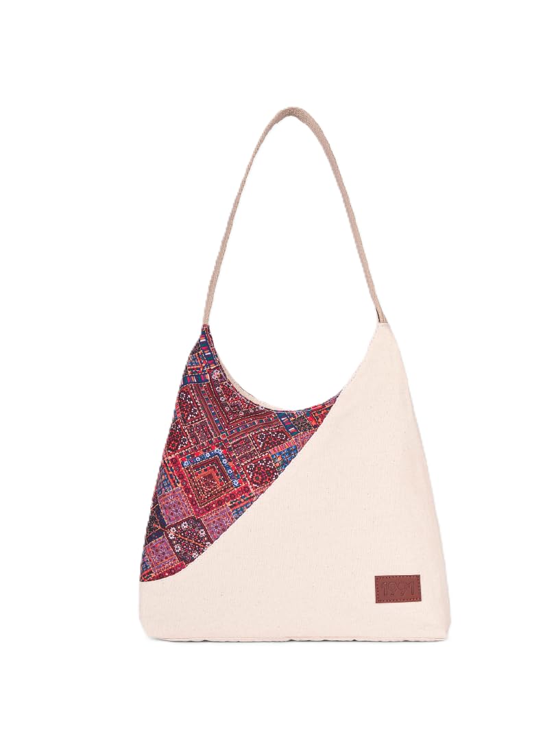 ZOUK Women Regular Tote Bag with Zip Closure Spacious Compartment Vegan Leather Shoulder Handbag for Daily Use Office Travel Casual Shopping Lightweight Stylish Tote Bag for Women | Bhuj Rabari
