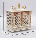 Jodhpur Handicrafts MDF Wood Home Temple Puja Mandir Home Temple Pooja Mandir with Door Pooja Room Stand (18 inch x 9 inch x 22 inch, White)