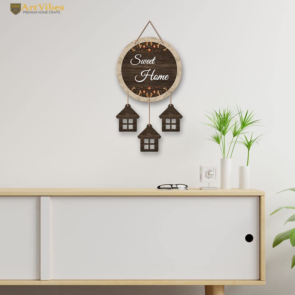 Artvibes Sweet Home Wooden Wall Hangings Decor For Home | Bed Room | Quotes Decor Item | Home Quotes Wall Hanging | Modern Decor Items | Wall Poster | Artworks Hangings | Unique Gift (WH_7209N)