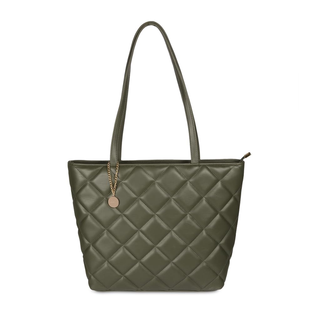 Mochi Women's Green Stylish Faux Leather Tote Bag (66-365)