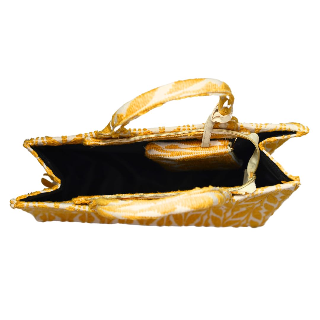 Artklim Box Style Tote Bag | Shoulder Handbag For College Office Daily Use | Gift Item For Women. (Yellow)