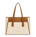 Fargo Urbane Ivory Tote Bag for Women | Large Vegan Leather Handbag with 16-Inch Laptop Compartment, RFID Pockets, Zip Closure | Stylish Office, Travel Tote | Made in India (Ivory)