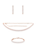 ZAVERI PEARLS Rose Gold Dazzling Baguette Cubic Zirconia Necklace Earring & Bracelet Set For Women-ZPFK12570
