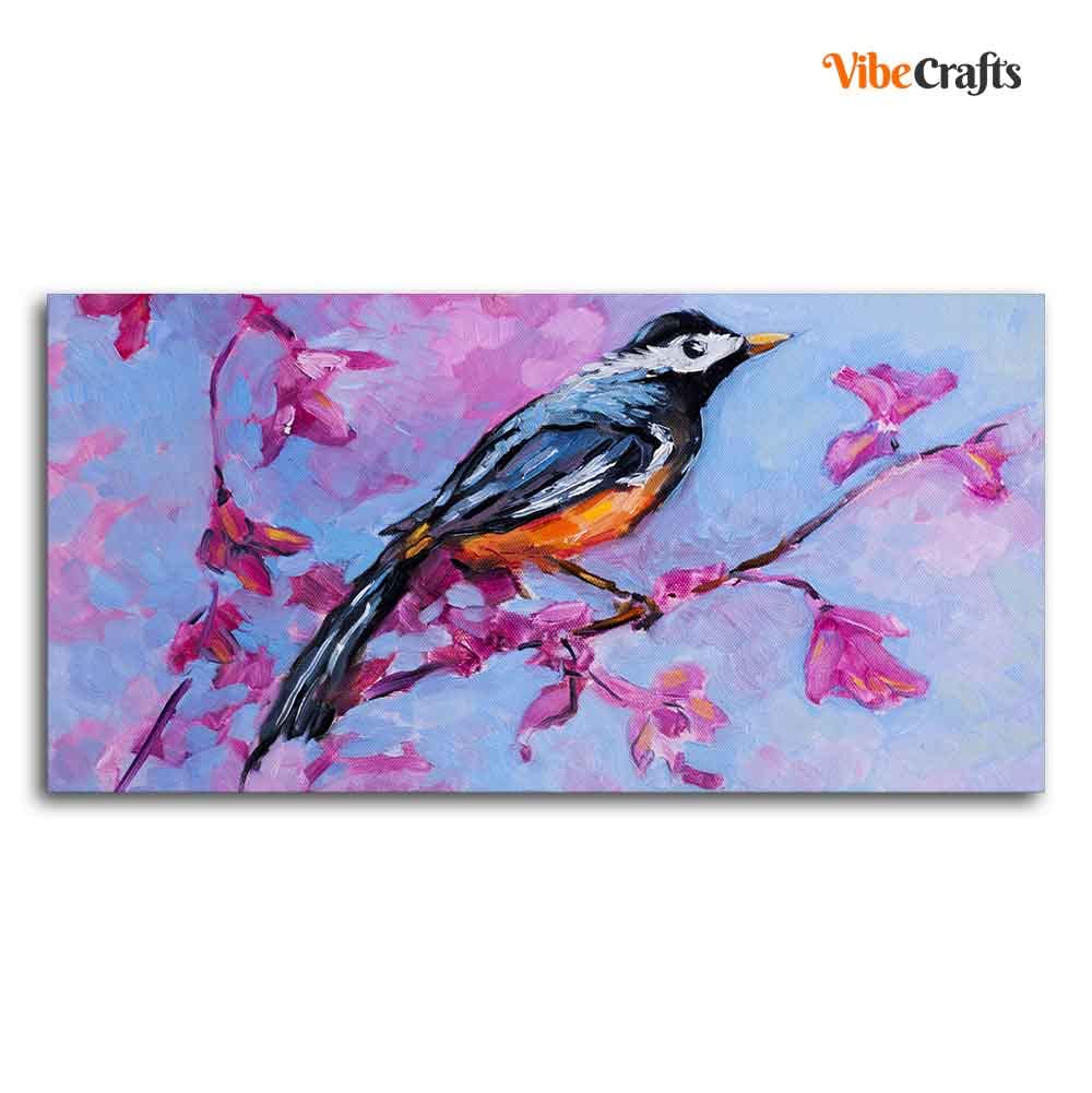 VIBECRAFTS Canvas Paintings for Living Room Drawing Room Bird With Nature Abstract Design Canvas Wall Painting Fitted With Wooden Frame for Home | Office | Gift (PTVCH_2438)