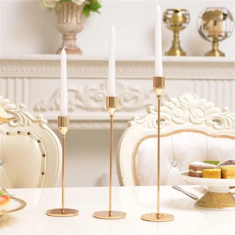 The Purple Tree Metal Royal Candle Holders For Tapered Candles, (Pack Of 3, Golden), Tapered Candle Holder, Tealight Holder, Best Gift For Christmas Decor, Christmas Decoration, Dining Table