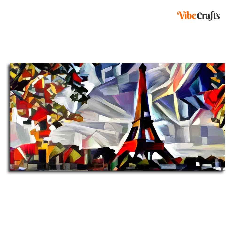 VIBECRAFTS Canvas Paintings for Living Room Drawing Room Abstract Art Premium Canvas Painting of Eiffel Tower in Paris for Home|Office|Gift(PTVCH_2353)