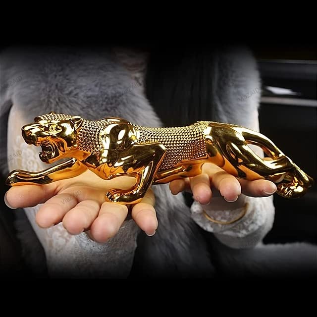Metal Leopard | Cheetah | Jaguar Realistic Luxury Showpice Statue for Home Decor | Shelf,Office Table, Living Room TV Cabinet CAR Dashboard Decoration Gift (VZ-1)