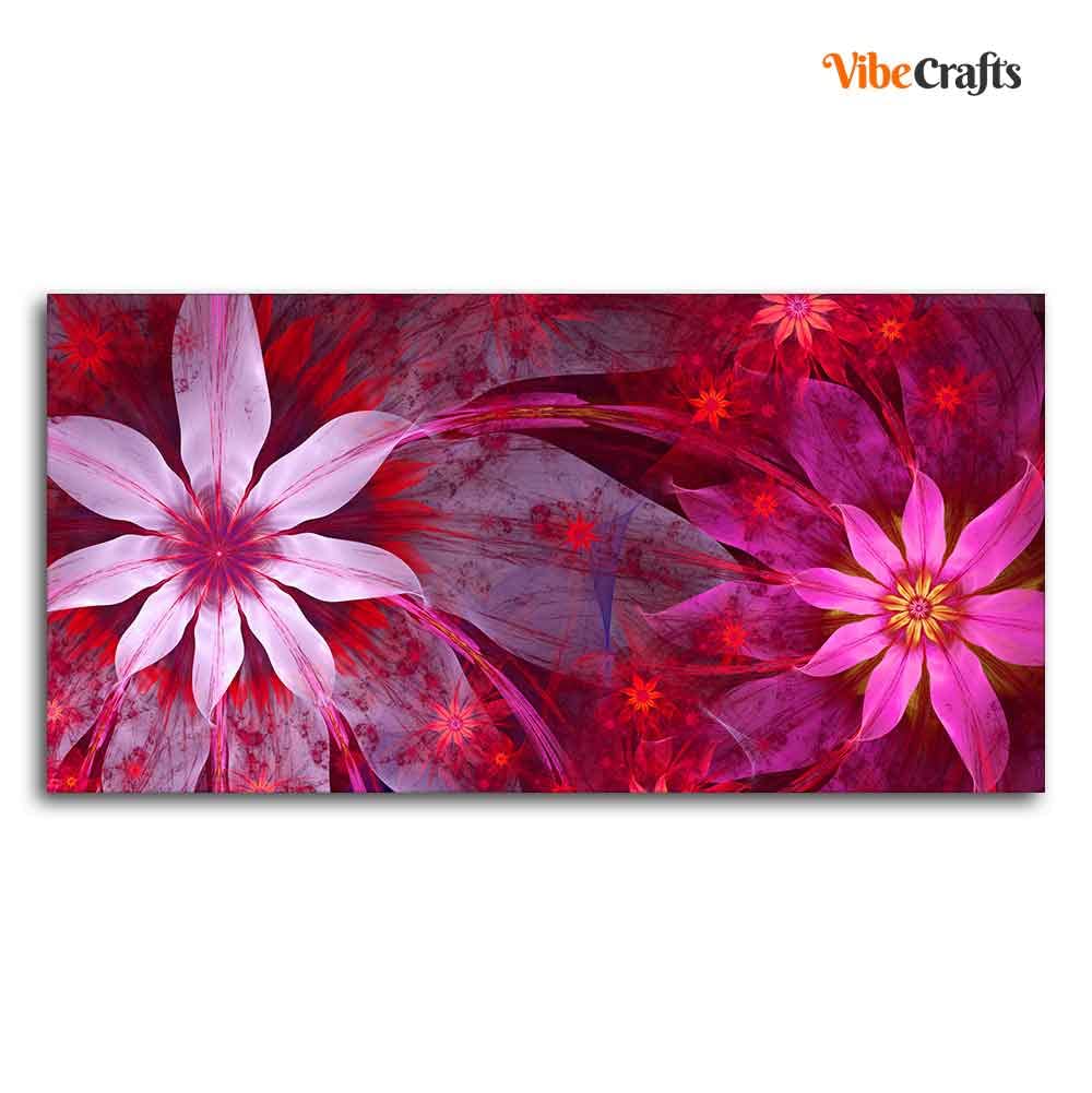 VIBECRAFTS Exotic looking Flowers with Natural 3D Leaves Premium Canvas Wall Painting With Frame for Living Room Drawing Room Home|Office|Gift (PTVCH_2221)