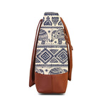 The Purple Tree Women Handcrafted Tote with Vegan Leather Handles, Elephant Print Shoulder Bag for Office and College, Oversized Contemporary White