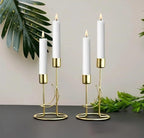 URBAN INSPIRATIONS Moon Style Candle Holder Set of 2 | Golden Metal Candle Stand for Home Décor, Living Room, Bedroom & Dining Table | Modern Minimalist Gift Items