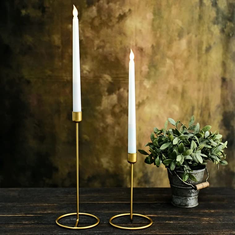 Richies Enterprises - Golden Tealight Candle Holder, Candlestick Holders Taper Candle Holders - 2 Pc Candle Stick Holders (Large + Medium)