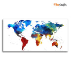 VIBECRAFTS Canvas Paintings for Living Room Drawing Room Colorful World Map Canvas Wall Painting Fitted With Wooden Frame for Home | Office | Gift (PTVCH_2423)