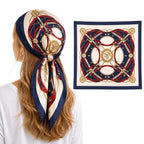Etietnic Satin Square Head Scarf for Women,RED BELT Printed