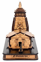 HaridwarDivine Wooden Hand Carved 3D Mini Shri Kedarnath Temple, Brown with Attached Nandi Maharaj and Trishul for Temple, Cardashboard, Gifting