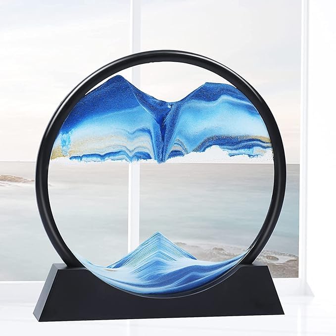 Desidiya® 3D Moving Sand Art Picture Glass Liquid Painting - Natural Landscape Showpiece for Home Decor, Office Desk, Table Decoration, and Antique Gifts