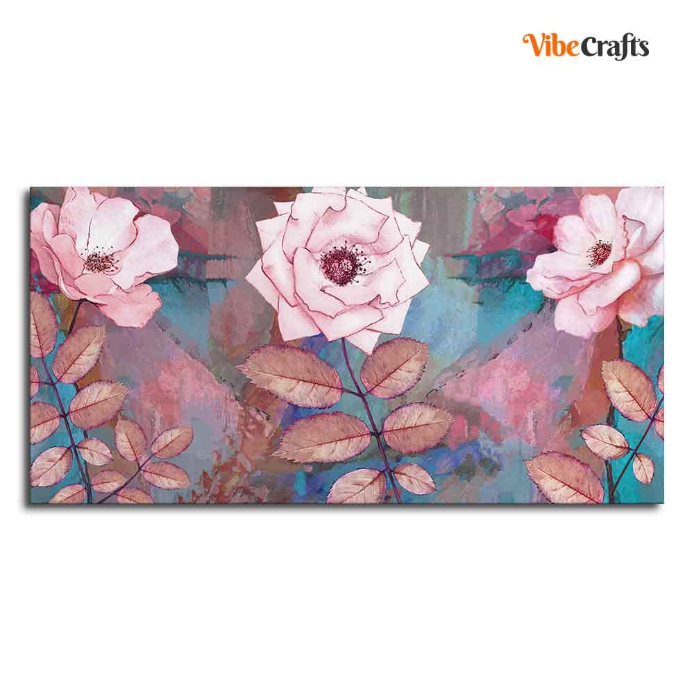 VIBECRAFTS Canvas Paintings for Living Room Drawing Room Modern Pink Rose Canvas Wall Painting Fitted With Wooden Frame For Home | Office | Living Room | Gifts (PTVCH_2560)