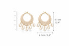TR haute Boho Cowrie Shell Earrings for women and girl, Handmade Macrame Hoop Design with Natural Seashells, Beach Style Statement Jewelry, Cream Color , lightweight, daily, party and office style earring.