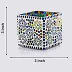 The Purple Tree Sqaure Mosaic Tealight Candle Holders (Pack of 2), Diwali Candle Holder, Mosaic tealight Holder, Diwali Gift,