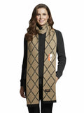 Pick Ur Needs Premium Winter Woolen Scarf for Women Designer Checkered Warm Muffler Soft, Stylish & Cozy Cold Weather Wrap (Brown)