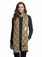 Pick Ur Needs Premium Winter Woolen Scarf for Women Designer Checkered Warm Muffler Soft, Stylish & Cozy Cold Weather Wrap (Brown)