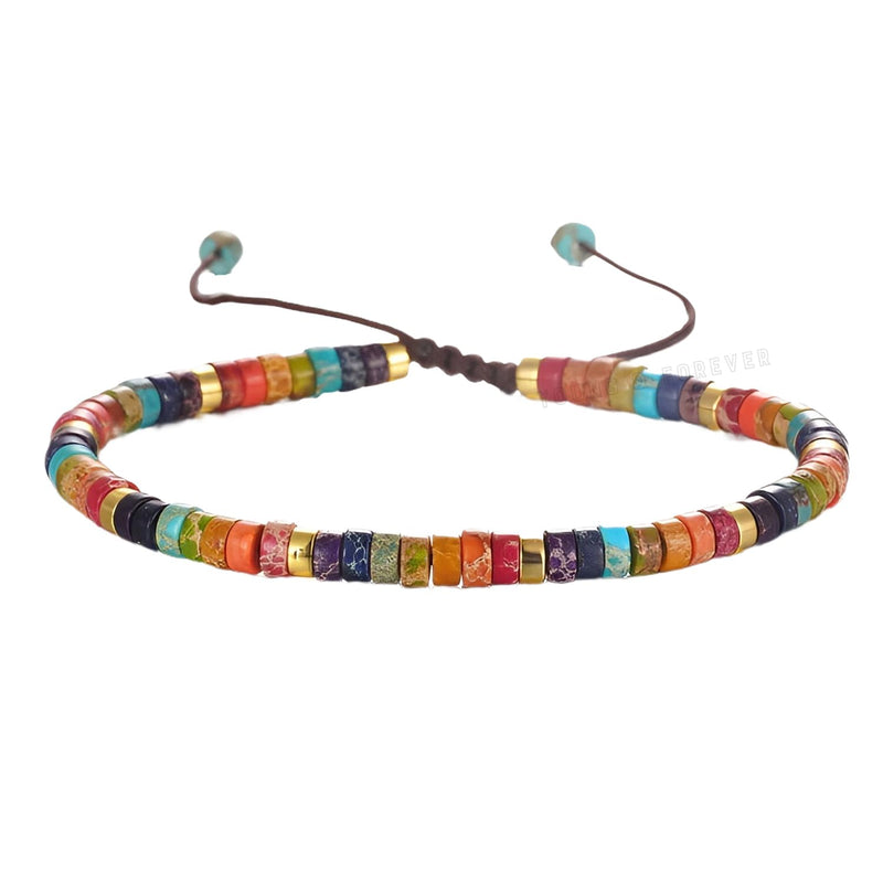 Young & Forever Multi-Color Imperial Jasper Natural Stone Bead Bracelet for Men & Women – Adjustable Boho Healing Crystal Bracelet for Energy, Balance & Fashion – Handmade Jewelry for Gifting