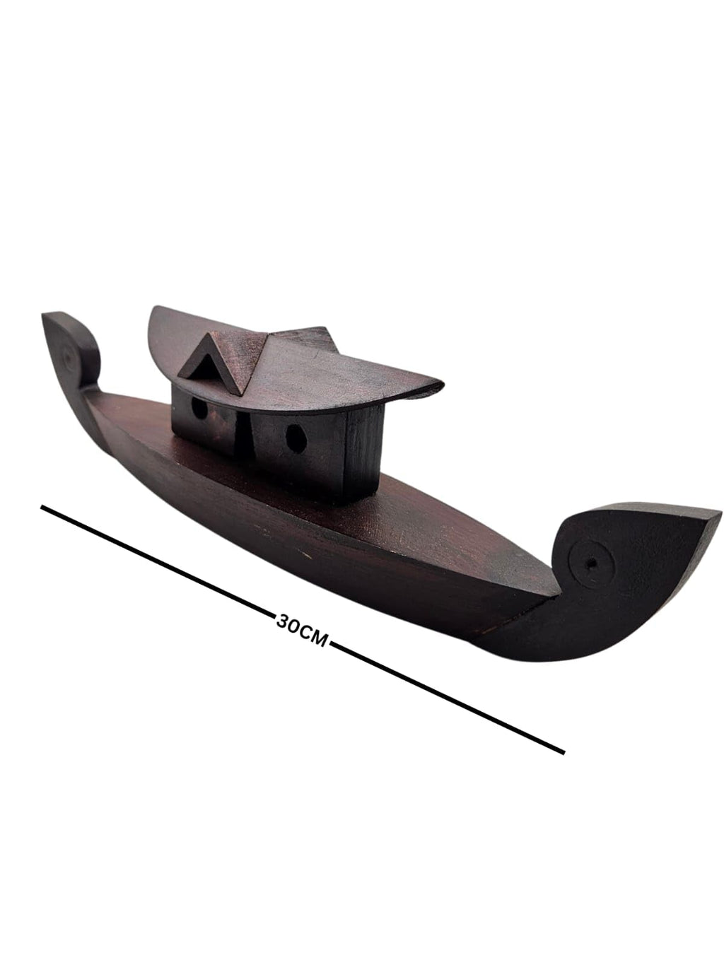 Wooden Boat, Traditional Kerala Design, Made of Wood for Home Decor 30 cm Length, Dark Brown, Handcrafted