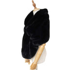 Fashowlife Faux Fur Shawls and Wraps For Women Stole Bridal Bridesmaids Warm Womens Cloak Cape Coat For Wedding Party, Black, Large-XX-Large Plus