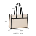 Miraggio Cruise Canvas Tote Bag For Women | Tote Bags for Women for Office Use | Fits Upto 16 Laptop | Ladies Shoulder Purse (Brown) (Black)