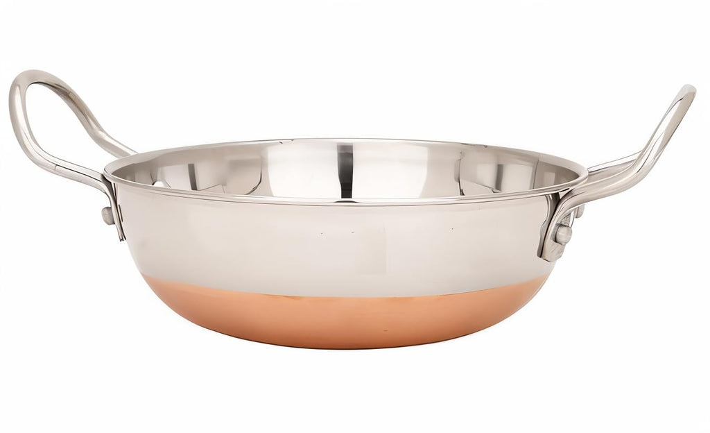 ODAR Copper Bottom Stainless Steel Kadai | Induction & Gas Stove Compatible Cookware | Mirror Finish Deep Fry Pan with Dual Handles | Durable & Rust-Resistant (1 Liter)
