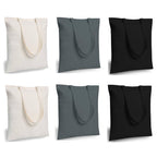 Lify Cotton Canvas Tote Bags Bulk Shopping Bag for Crafts, DIY Reusable Grocery Bag, 14 X 16 Inch – 6 Piece Pack (Black (2Piece)+Off-White (2Piece)+ Grey (2Piece))